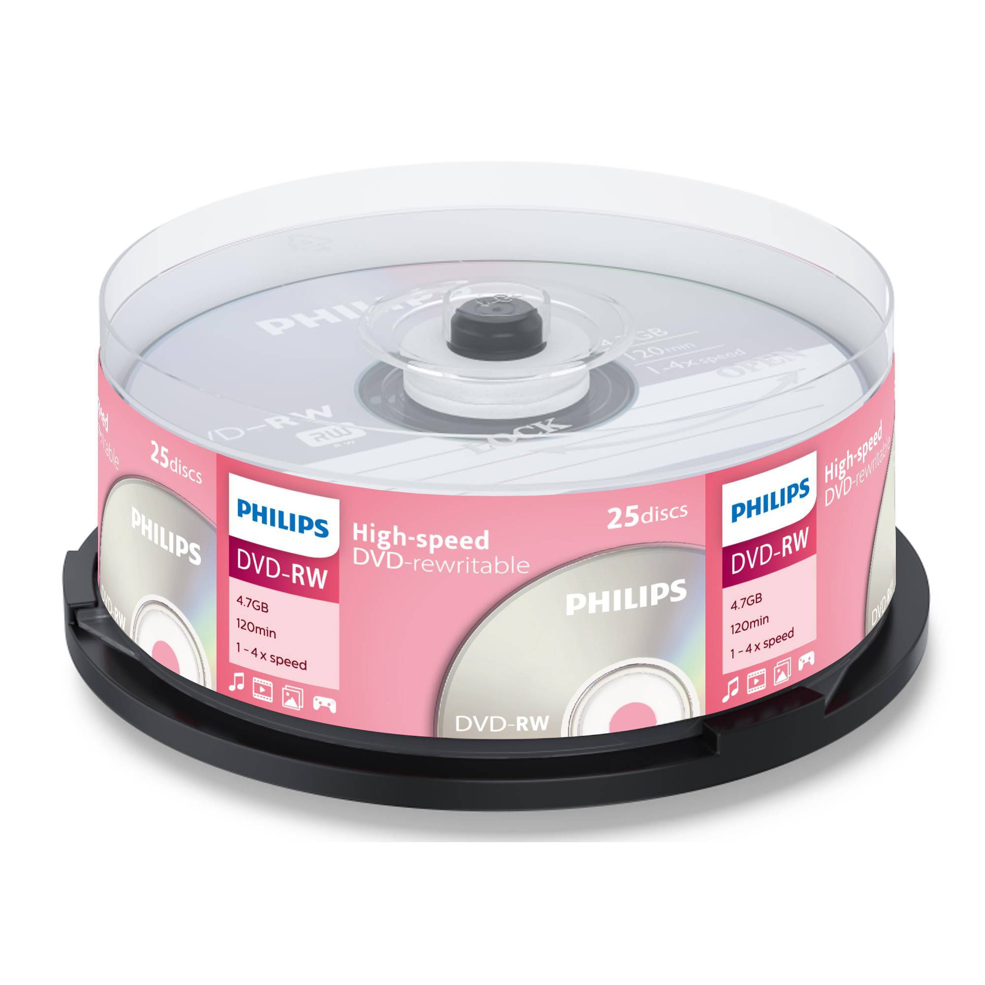 Диск DVD-RW Philips DN4S4B25X/97, 4.7 Гб, 4x, 25 шт на шпинделе