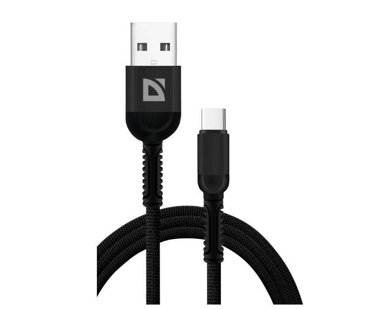 Кабель DEFENDER F167 87103BLA, USB 2.0 (AM) — Type-C, 1 м, 2.4 А, нейлон