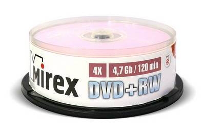 Диск DVD+RW Mirex 202639, 4.7 Гб, 4x, упаковка 10 шт