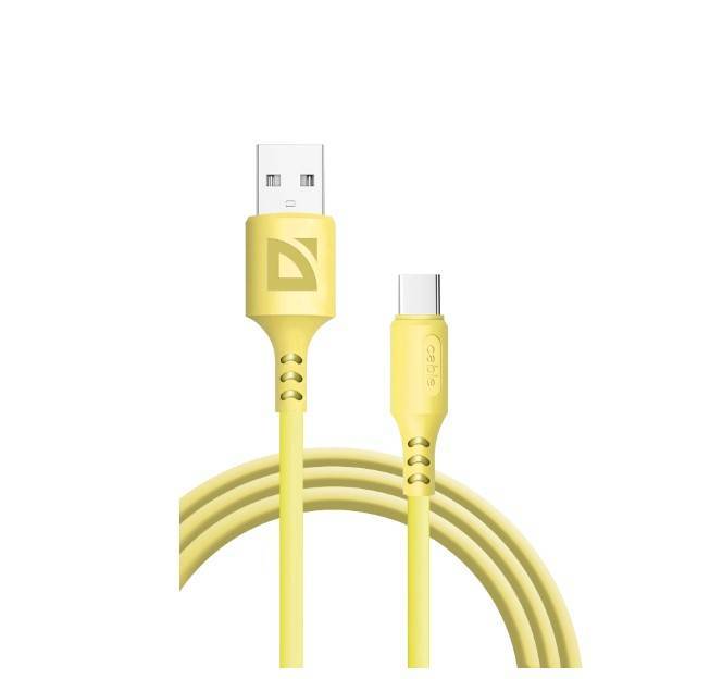 Кабель USB Defender F207, USB 2.0 AM — Type-C, 1 м, 2.4 А, силиконовая оболочка