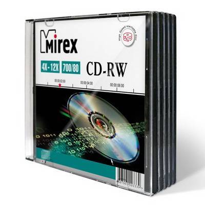 Диск CD-RW Mirex 202325, 700 МБ, 4–12x, упаковка 5 шт.