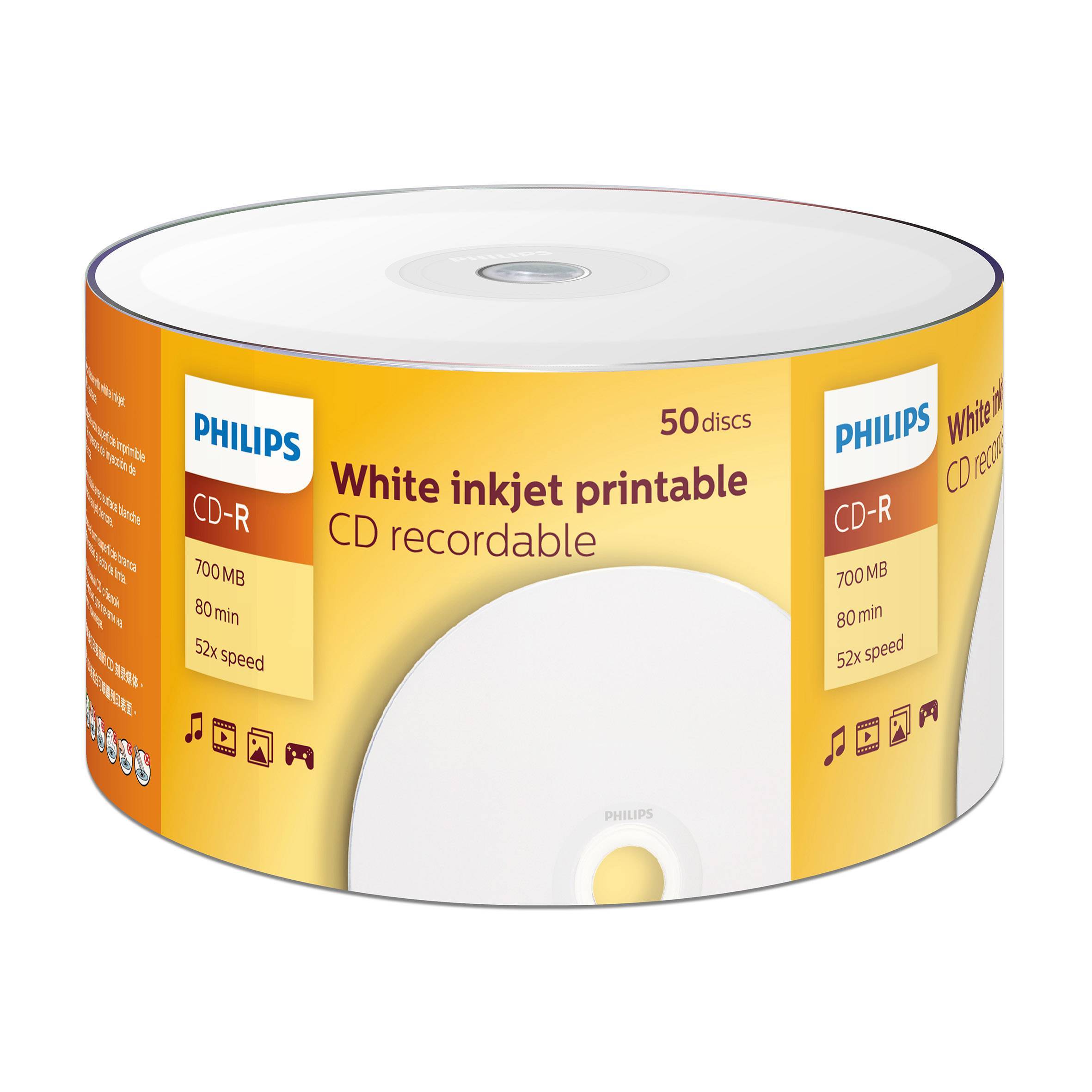 Диск DVD+R Philips DR416U50F/97, 4.7 ГБ, 16x, Printable, Bulk 50 шт.