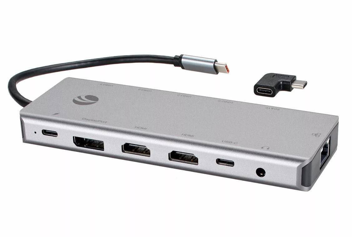 Док-станция VCOM CU4706, USB-C, 2×HDMI + DisplayPort 4K 60 Гц, 3×USB 3.0, RJ45, PD 100 Вт