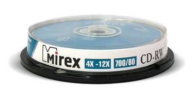 Диск CD-RW Mirex UL121002A8L, 700 МБ, 4–12x, шпиндель 10 шт