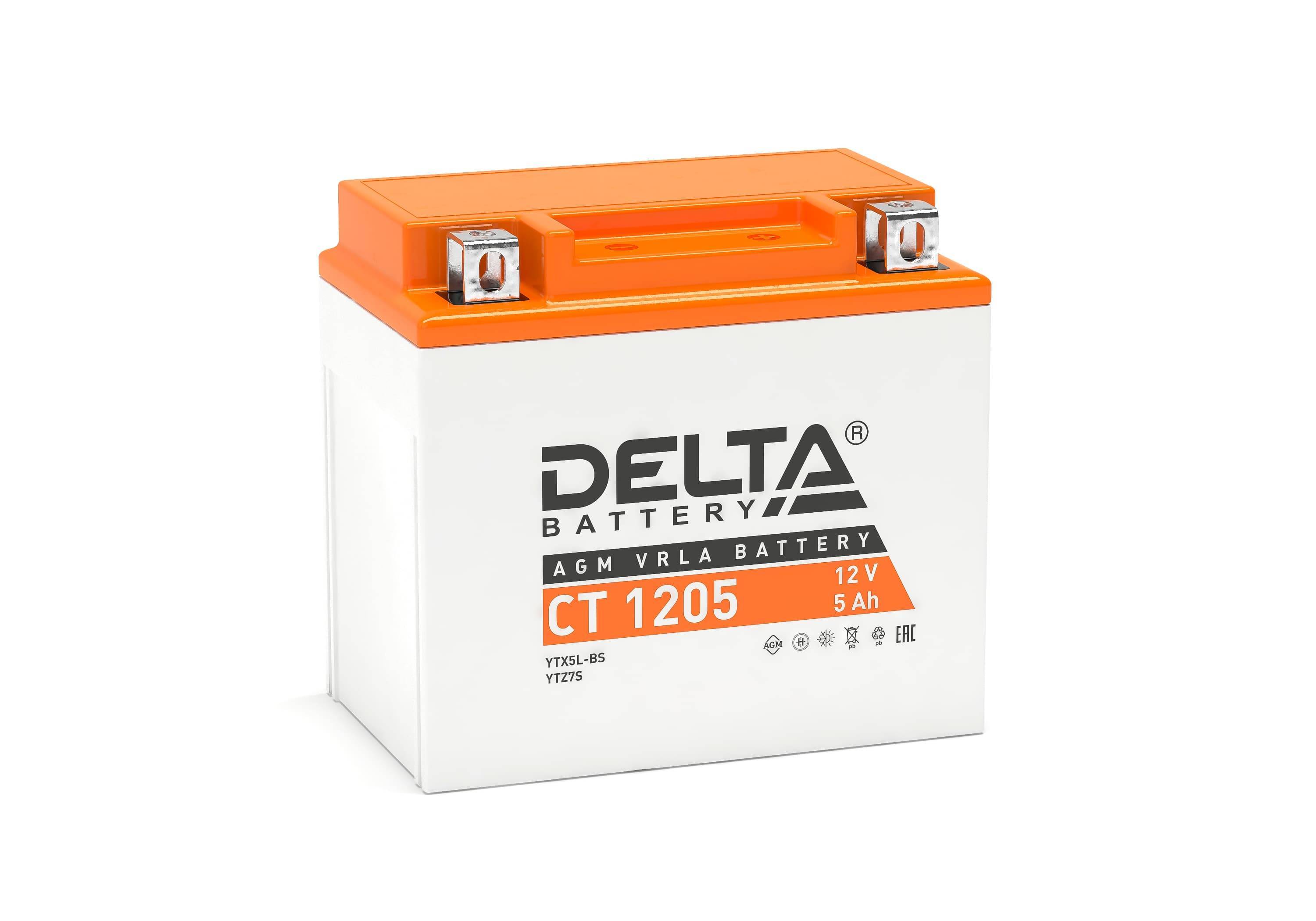 Аккумулятор Delta CT 1205, 12В, 5Ач, AGM
