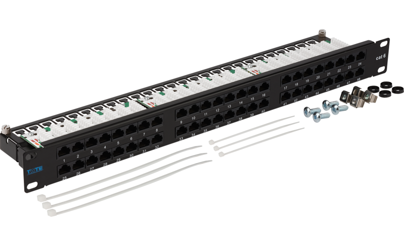 Патч-панель Lanmaster TWT-PP48/1U-U6, 19" 1U, 48×RJ45, кат.6 UTP
