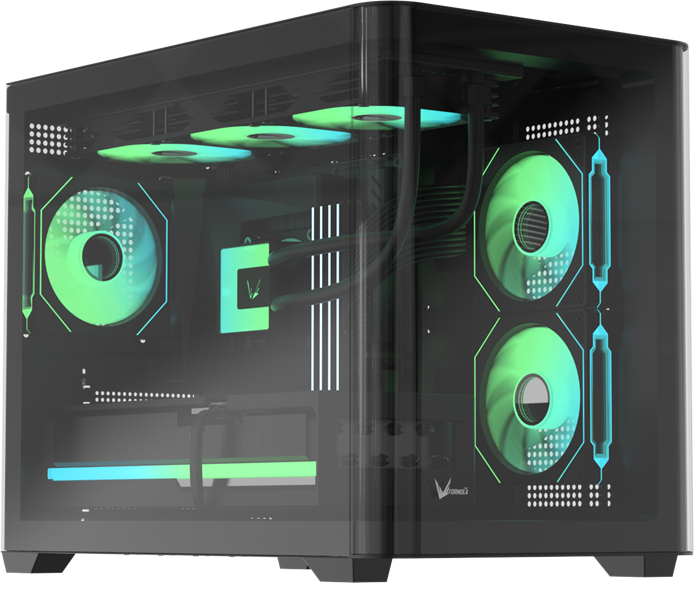 Корпус Formula V Crystal U2M Floe Black, Midi-Tower, Micro ATX, USB Type-C