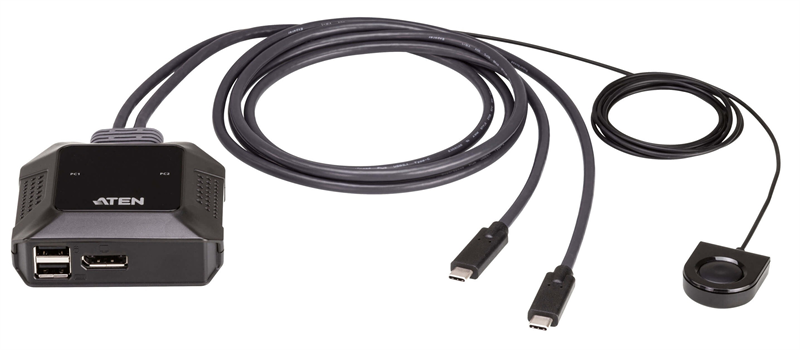 KVM-переключатель ATEN US3312-AT, 2 порта USB-C, DisplayPort 4K, кабель 1,2 м