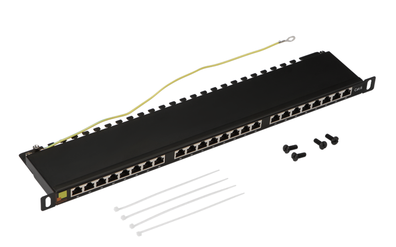 Патч-панель LANMASTER LAN-PPC24S6, 19", 24×RJ45, кат.6, экранированная, 0.5U