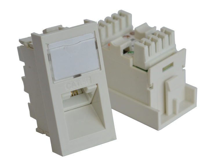 Вставка LANMASTER TWT-SIP-RJ45/F-WH, RJ-45 UTP Cat.5E, 22.5×45 мм, белая